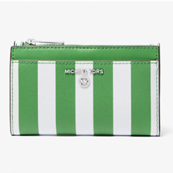 MICHAEL KORS Jet Set "Charm" Striped Card Case/Wallet "Palm" NWT - Picture 1 of 4
